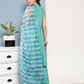 InWeave Women's Teal Lurex Boho Kurta Set With Sky Blue White Leh Dupatta - Swadesiicart