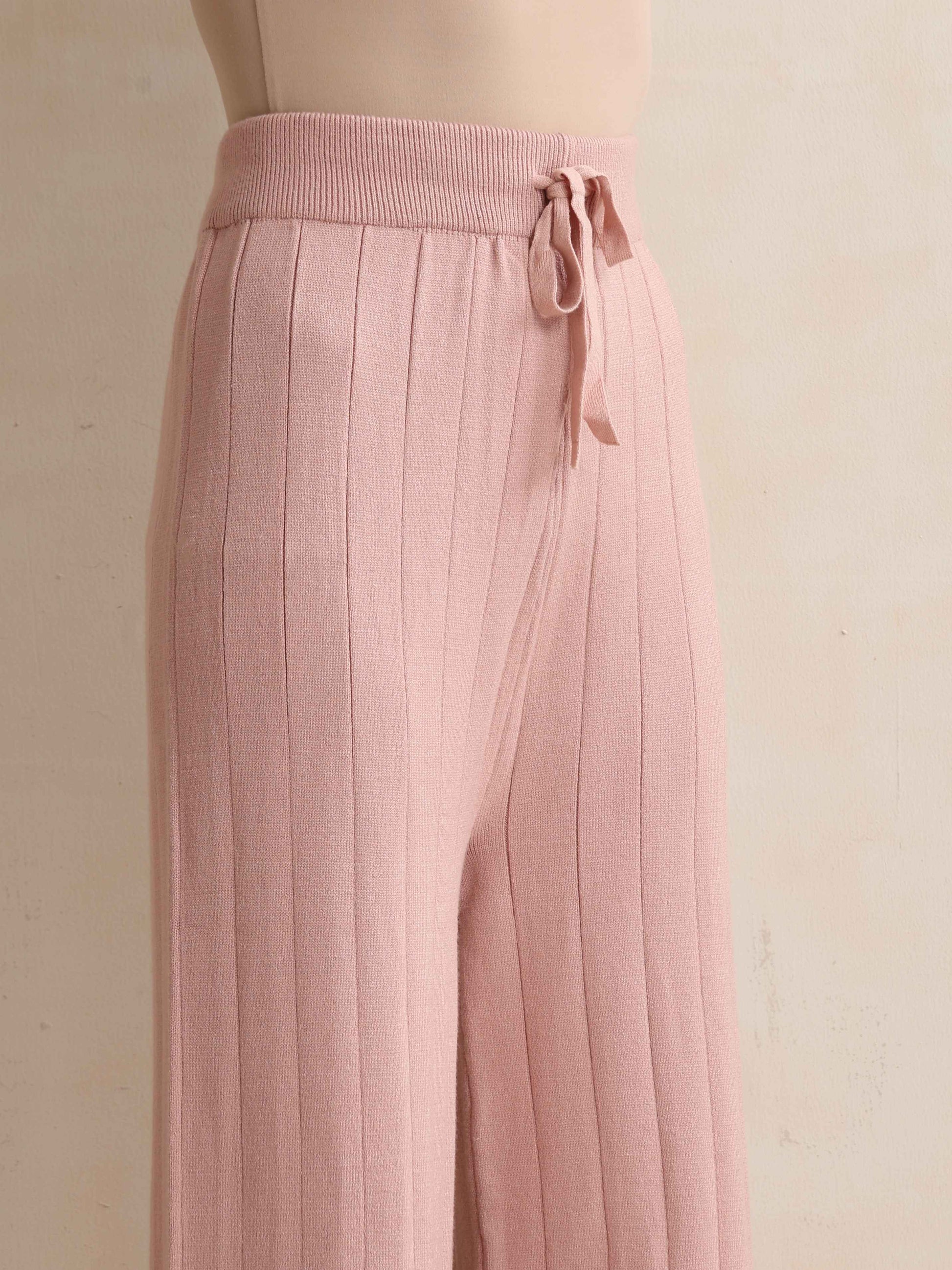 trueBrowns Pink Woollen Flared Pants | Swadesiicart