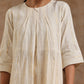 trueBrowns Ivory Gold Cotton Neck Pleat Kurta Set | Swadesiicart