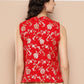 InWeave Women's Red Brocade Halter Top - Swadesiicart