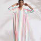 trueBrowns Off-White Cotton Multi Stripe Flared Kurta Set | Swadesiicart