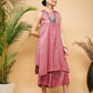 InWeave Women's Wine Lurex Short Pallazo Kurta Set - Swadesiicart