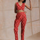 trueBrowns Red On Red Ikat Print Cotton Pant Suit Set | Swadesiicart