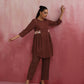 trueBrowns Brown Cotton Dobby Kurta Co-ord set - Swadesiicart