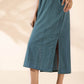 trueBrowns Turquoise Cotton Dobby Dress | Swadesiicart
