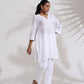 trueBrowns White Cotton Check Kurta Co-ord Set - Swadesiicart