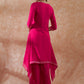 InWeave Women's Magenta Emb Assymetrical Kurta Pant Set - Swadesiicart