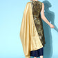 InWeave Women's Blue Banarasi Halter Kurta Set With Golden Dupatta - Swadesiicart