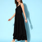 InWeave Women's Strappy Set In Black With Green Floral Short Or Cape - Swadesiicart