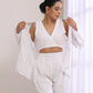 trueBrowns White Slub Texture Pant Suit Set | Swadesiicart