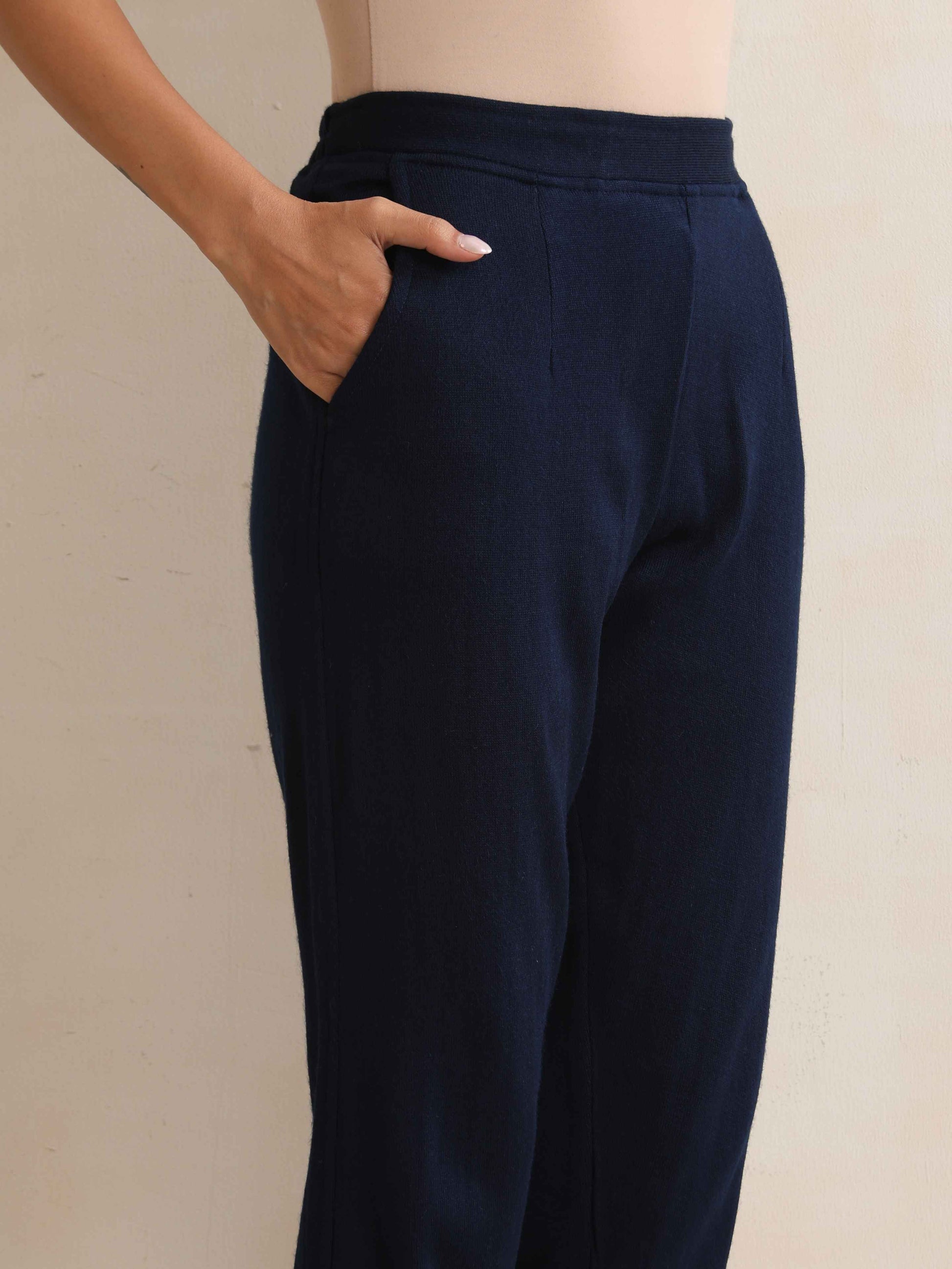 trueBrowns Navy Woollen Pants | Swadesiicart