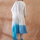 InWeave Women's White Lurex Blue Dye Patch Gota Anarkali Kurta Set W Dupatta - Swadesiicart