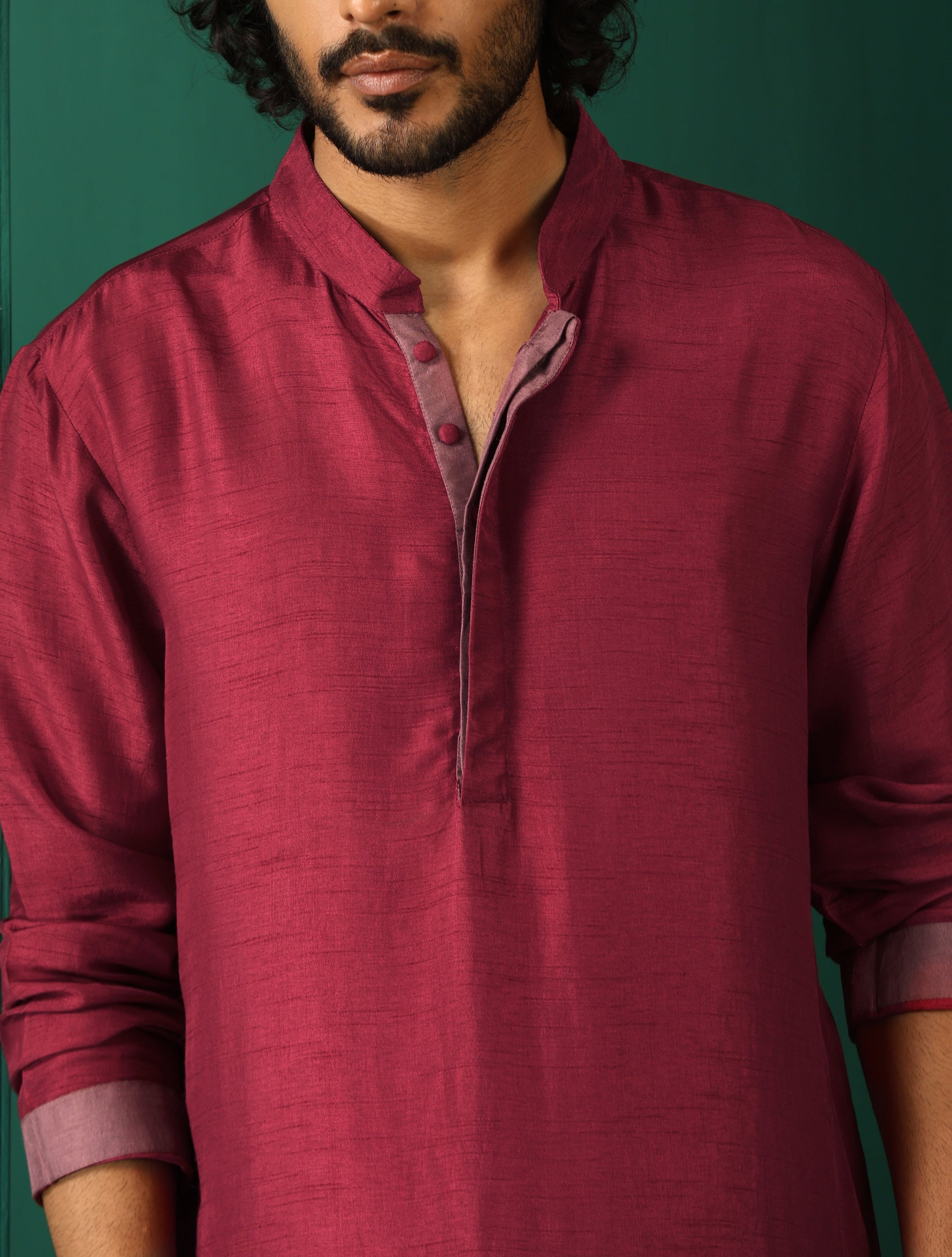 trueBrowns Men's Purple Silk Co-ord Set - Swadesiicart