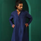 trueBrowns Men's Blue Silk Long Kurta | Swadesiicart