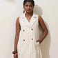 trueBrowns Off-White Cotton Linen Dress | Swadesiicart