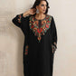 trueBrowns Black Kashmiri Floral Embroidered Woollen Phiran Kurta | Swadesiicart