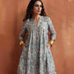 trueBrowns Green Print Flared Kurta Co-ord Set - Swadesiicart