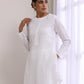 trueBrowns White Dobby Front Placket Co-Ord Set - Swadesiicart