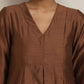 trueBrowns Brown Silk Slit Kurta Set | Swadesiicart