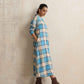 trueBrowns Beige Check Flared Winter Dress | Swadesiicart