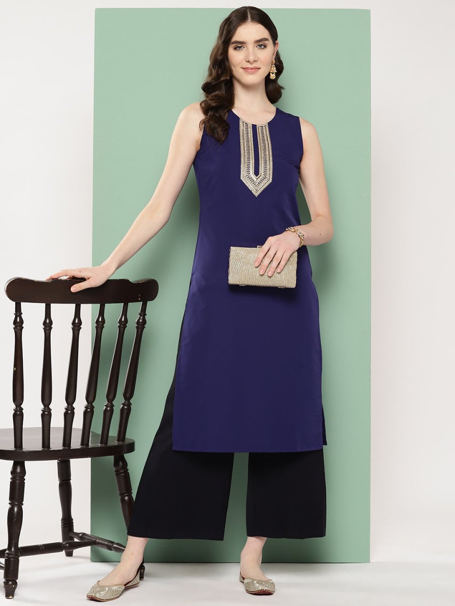 Ahalyaa Women Yoke Design Sequinned Kurta | Swadesiicart