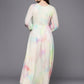 Ahalyaa Abstract Printed Gotta Patti Puff Sleeves Chiffon Maxi Ethnic Dress | Swadesiicart