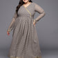 Ahalyaa Plus Size Floral Printed Zari Angrakha Kurta with Palazzos | Swadesiicart