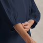 trueBrowns Blue Cotton Blend Short Kurta | Swadesiicart