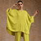 trueBrowns Lime Modal Satin Boxy Fit High-Low Co-Ord Set - Swadesiicart