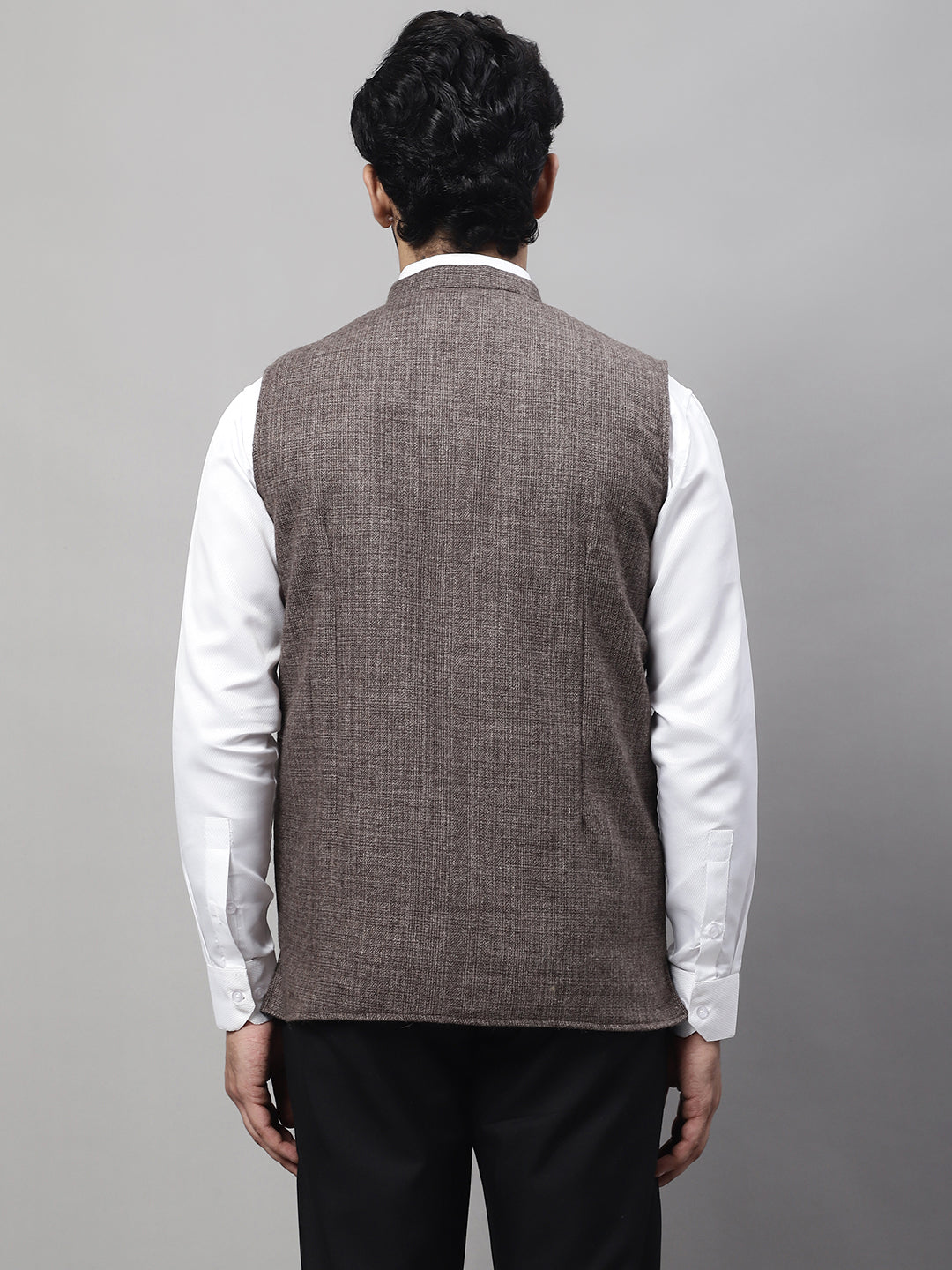 Even Apparels Men's Brown Nehru Jacket With Welt Pockets | Swadesiicart