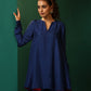 trueBrowns Blue Silk Flared Co-ord Set - Swadesiicart