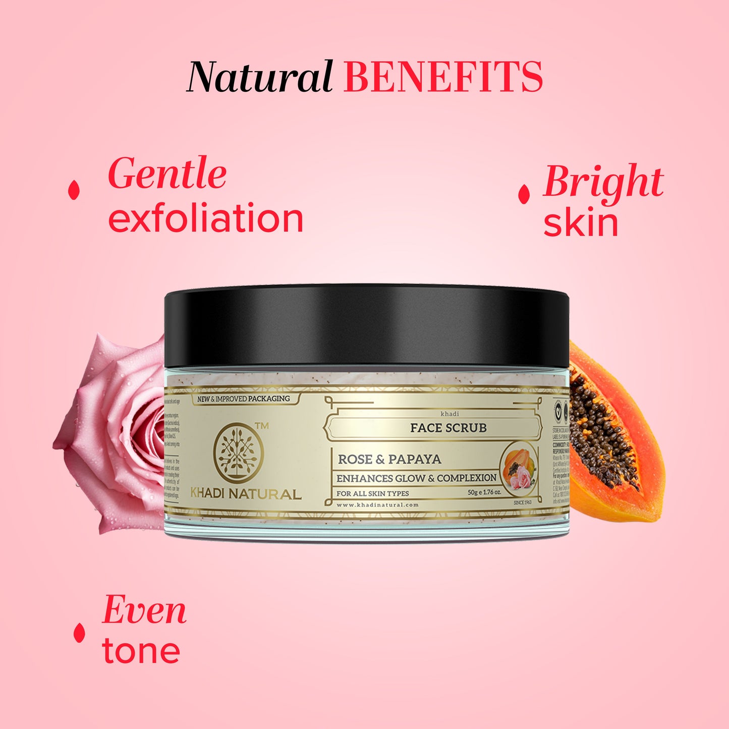 Khadi Natural Rose & Papaya Face Scrub - 50gm