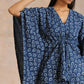 trueBrowns Indigo Dabu Floral Print Cotton Kaftan Co-Ord Set - Swadesiicart