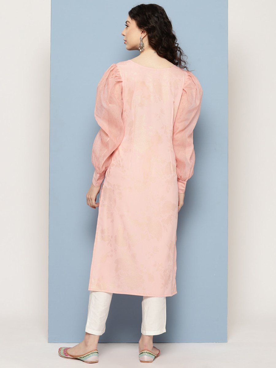 Ahalyaa Women Floral Printed Pastels Crepe Kurta | Swadesiicart