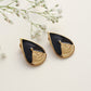 trueBrowns Brass Black Stone Drop Stud Earrings - Swadesiicart