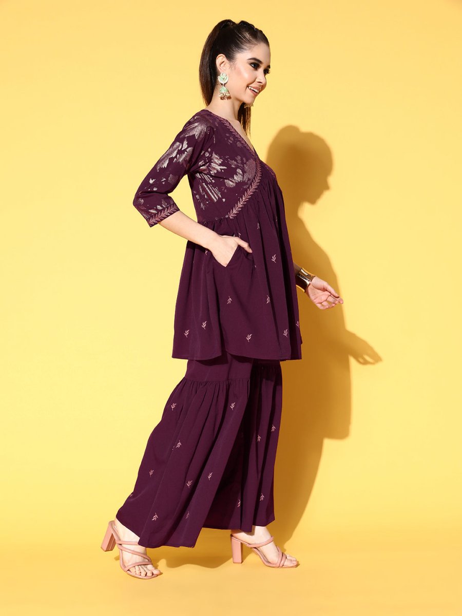 Ahalyaa Women Floral Printed Kurti with Sharara | Swadesiicart