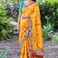 Lorenvalley Fashion Premium Yellow Dola Silk Embroidery and Diamond work with Jacquard Lace Border Saree - Swadesiicart