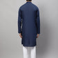 Even Apparels Blue Pure Cotton Kurta With Band Collar | Swadesiicart