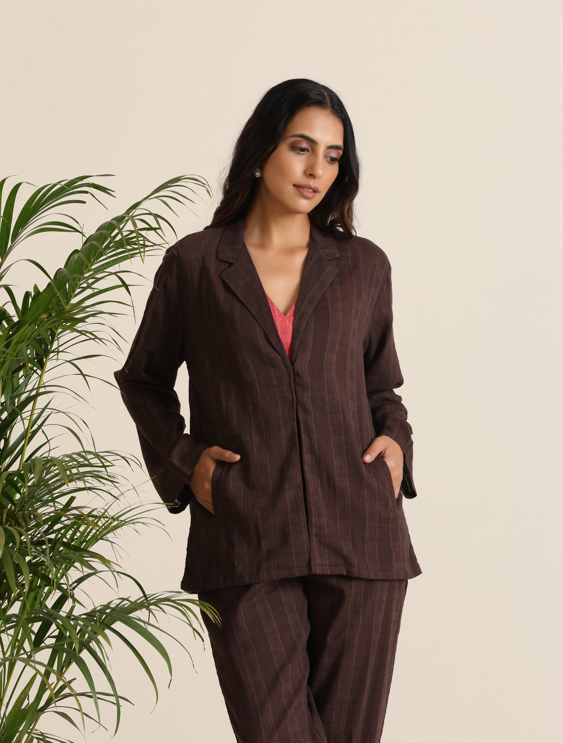 trueBrowns Cola Cotton Dobby Pant Suit Set - Swadesiicart