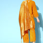 InWeave Women's Mustard Velvet Kurta Set With Mustard Gold Dupatta - Swadesiicart