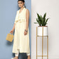 Ahalyaa Women White & Yellow Checked Crepe Kurta | Swadesiicart