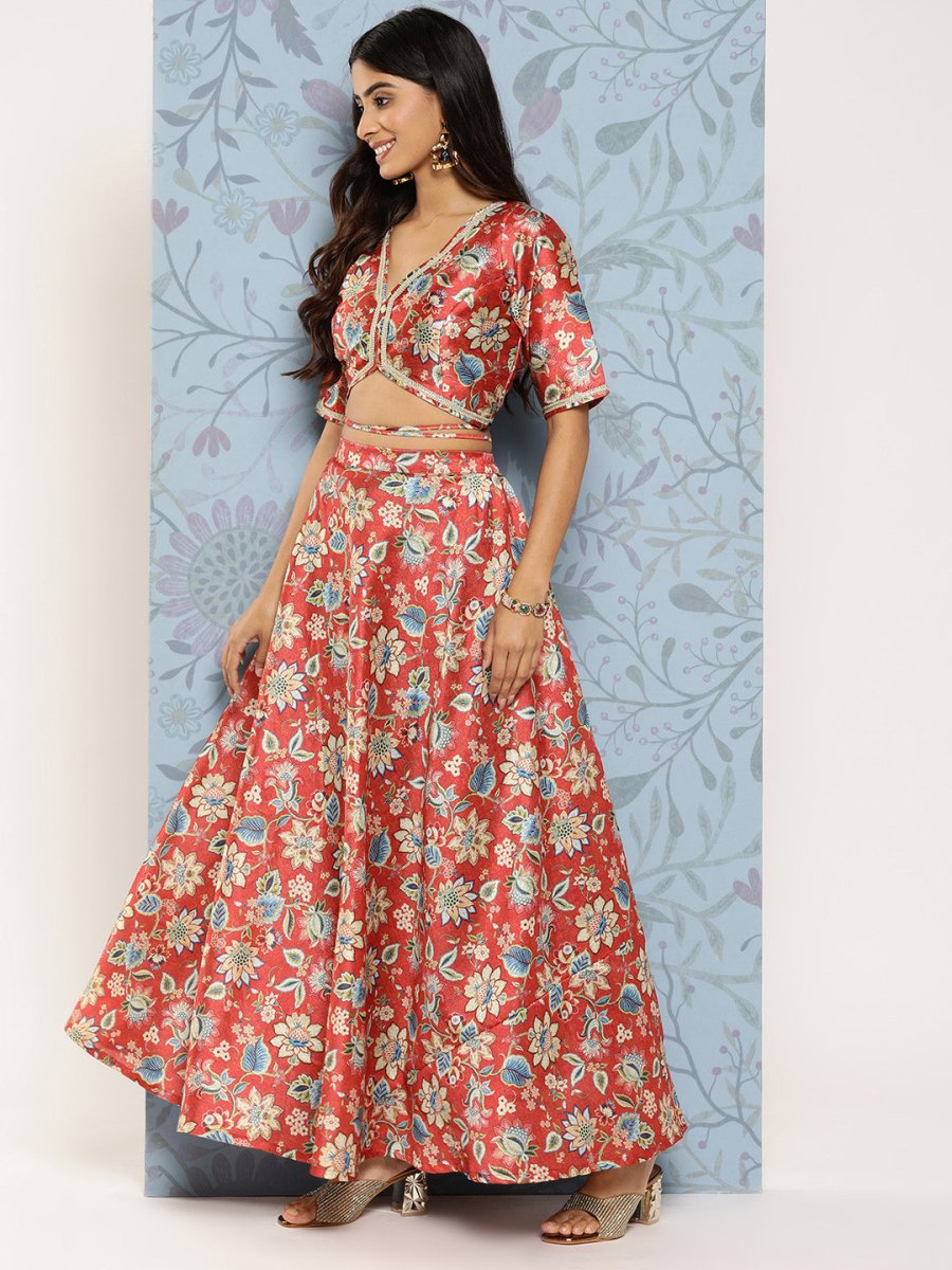 Ahalyaa Printed Zari Ready to Wear Lehenga & Blouse With Dupatta | Swadesiicart
