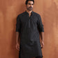 trueBrowns Men's Black Cotton Dobby Kurta | Swadesiicart