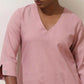 trueBrowns Pink Cotton Linen Kurta Co-Ord Set - Swadesiicart