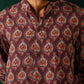 trueBrowns Men's Deep Purple Paan Muslin Silk Printed Co-ord Set - Swadesiicart