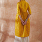 InWeave Women's Mustard Mirror Work Flared Kurta - Swadesiicart