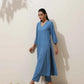 trueBrowns Blue Viscose Kurta Pant Set | Swadesiicart