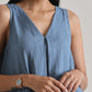 trueBrowns Light Blue Sleeveless Flared Kurta Pant Set | Swadesiicart