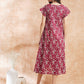 InWeave Women's Wine Cream Floral Print A Line Dress - Swadesiicart