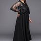 Ahalyaa Plus Size Geometric Print Crepe Layered A-line Maxi Ethnic Dress | Swadesiicart